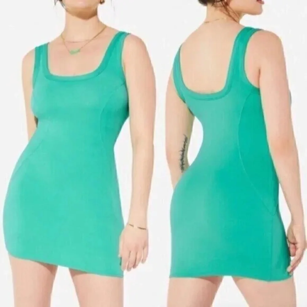 Yitty Tank Dress Womens Large Fitted‎ Body Butter Solid Green Mini